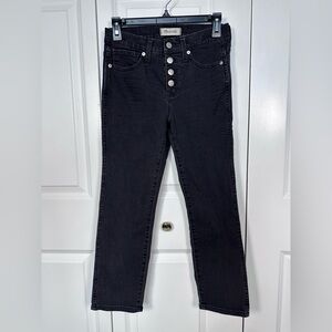 Madewell Black Mid-Rise Slim Straight Jeans with Button-Fly